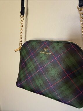 Nanette Lepore Green Plaid Crossbody with Gold Chain